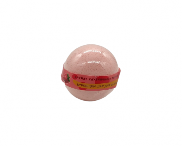 Bubbling bath ball with strawberry tart flavor